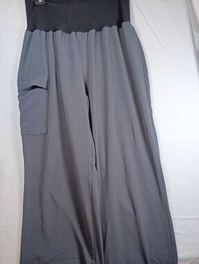 Women's Maternity Pants in Charcoal Gray. Wide Leg For comfort.